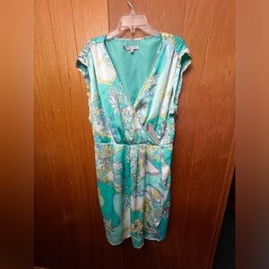 NWT Jennifer Lopez Faux Wrap Dress Aqua Size 1X